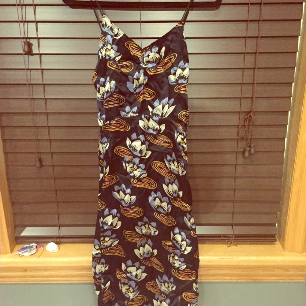Vintage 70s hippy boho satin floral dress